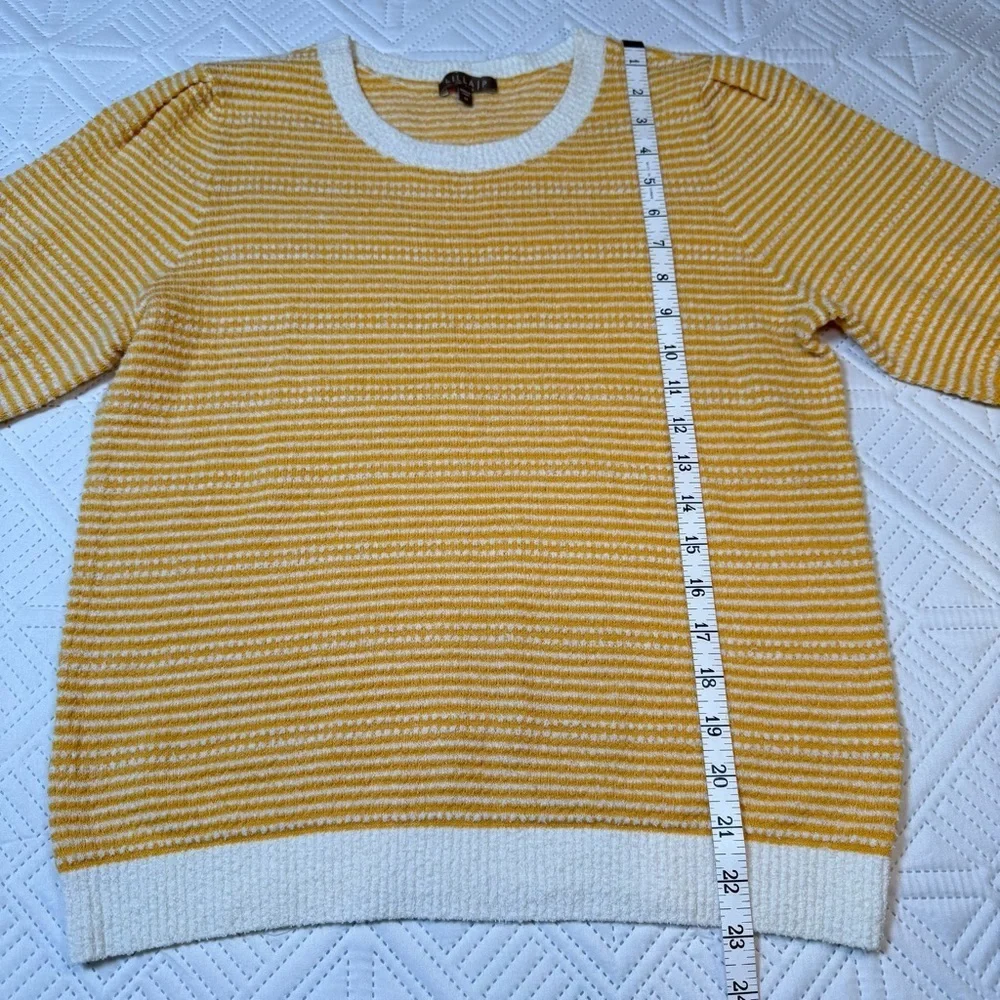 Lilla P Crew Neck Striped Knit Short Sleeve Sweater Size M